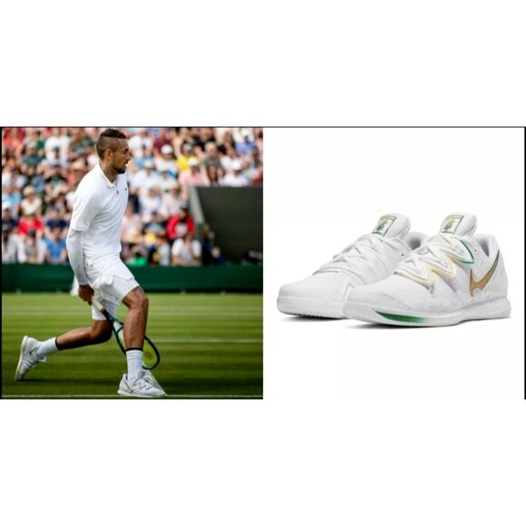Nike Air Zoom Vapor Kyrie X Kyrgios White Gold Clover Green Men\'s Size 7.5 EUC main image 8